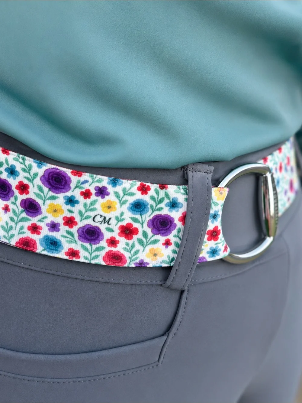 floral Equestrian horse Snaffle Bit Belt 1.5” Elastic one size fits most